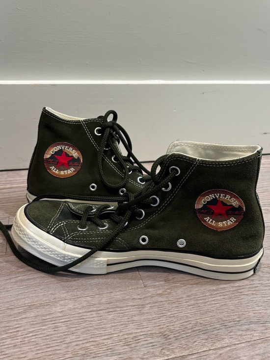 Converse Shoes - Converse High Top Sneakers - Dark Olive suede with White